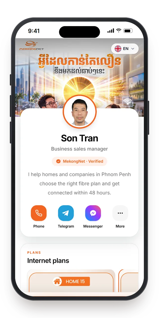 Son Tran’s MekongNet profile page on an iPhone